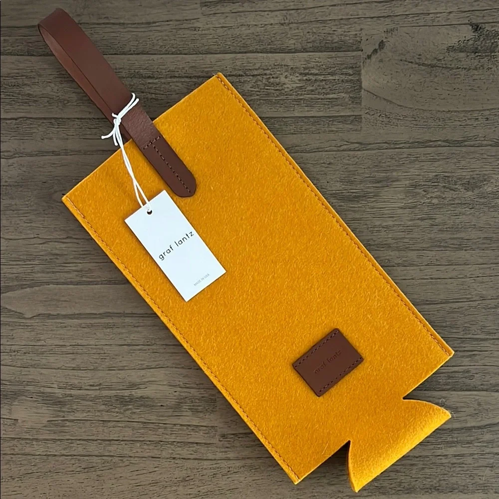 NWT Graf Lantz Yellow Felt Wine Tote - Picture 2 of 4
